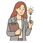 アイデアを思いつく女性のシンプルなフリーイラスト