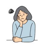 モヤモヤと悩む女性のシンプルなフリーイラスト