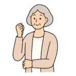 応援する中年女性のシンプルなフリーイラスト