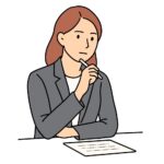 手紙を書く女性のシンプルなフリーイラスト