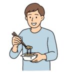 納豆を食べる男性のシンプルなフリーイラスト