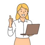 親指を立ててグッドサインする女性のシンプルなフリーイラスト