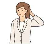 頭をかくスーツの女性のシンプルなフリーイラスト